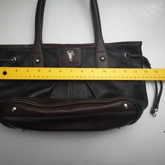 Tignanello Ladies Black & Brown Pebble Finish Faux Leather Handbag - Picture 7 of 9